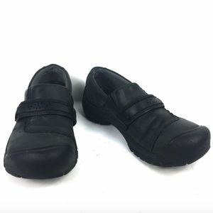 Keen 8.5 Black Leather Kaci Slip On Hiking Shoe